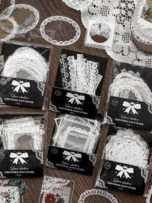 15 piezas Pegatina con patrón de encaje al azar - transparente - Ver 1