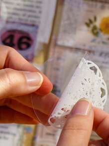 15 piezas Pegatina con patrón de encaje al azar - transparente - Ver 2