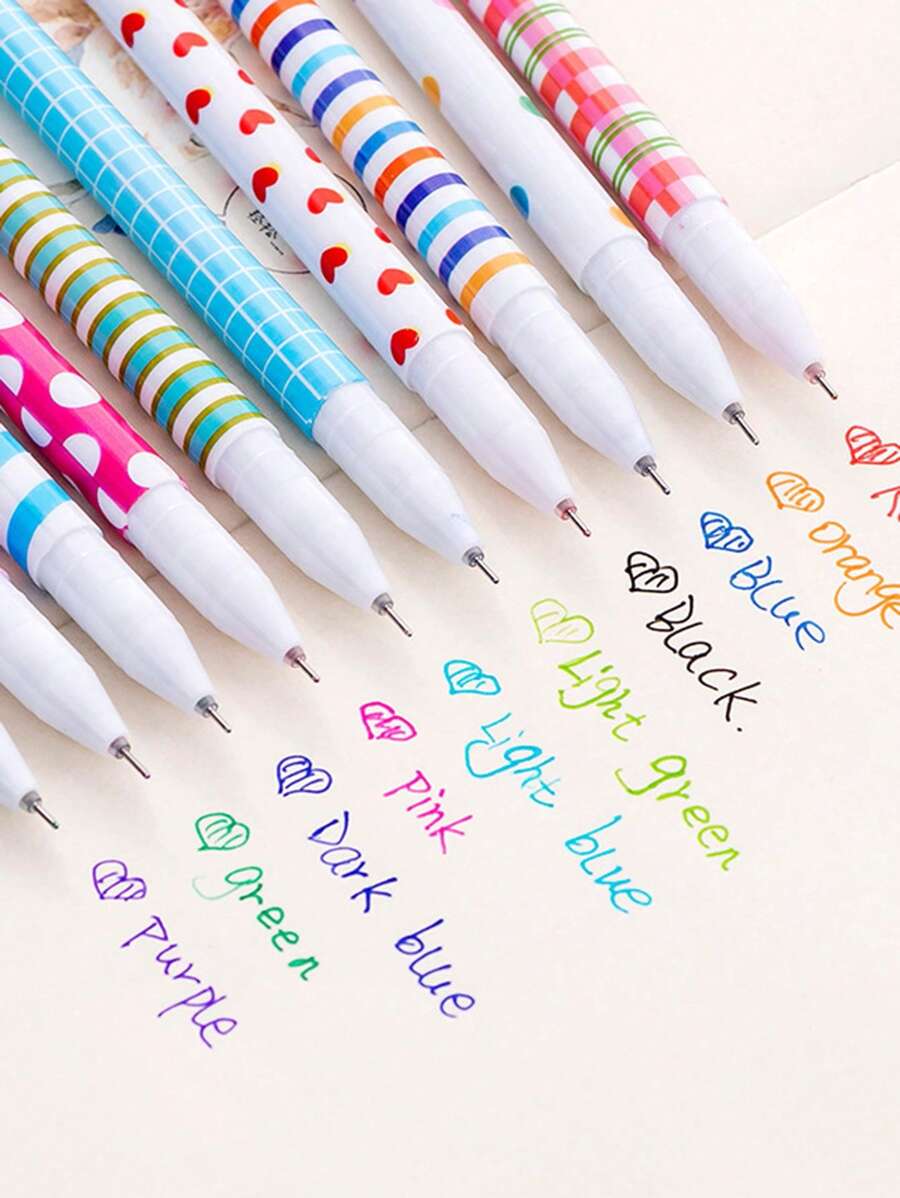 10入組隨機圖案中性筆 - 彩色 - 查看 1