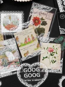 15 piezas Pegatina con patrón de encaje al azar - transparente - Ver 4