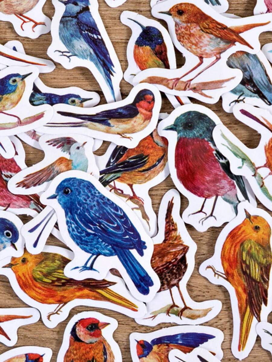 46入組鳥印花貼紙 - 彩色 - 查看 1