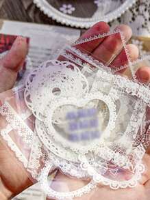 15 piezas Pegatina con patrón de encaje al azar - transparente - Ver 5