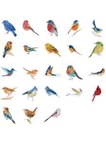 46入組鳥印花貼紙 - 彩色 - 查看 2