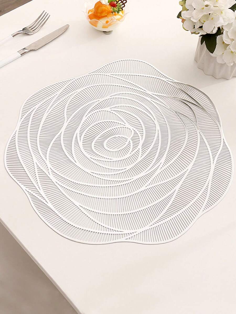 1pc Rose Shaped Placemat - Bạc - Xem 1