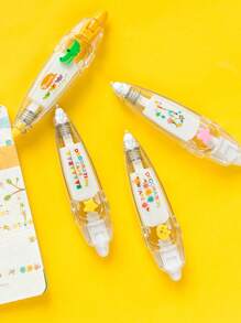 1入組隨機卡哇伊動物貓狗貓頭鷹按壓式裝飾修正帶日記文具學校用品