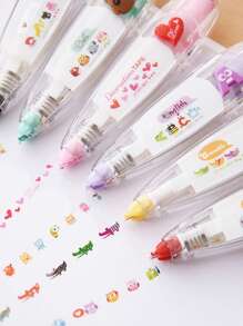 1入組隨機卡哇伊動物貓狗貓頭鷹按壓式裝飾修正帶日記文具學校用品