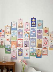 30pcs Cartoon Graphic Postcard - Multicolor - View 1