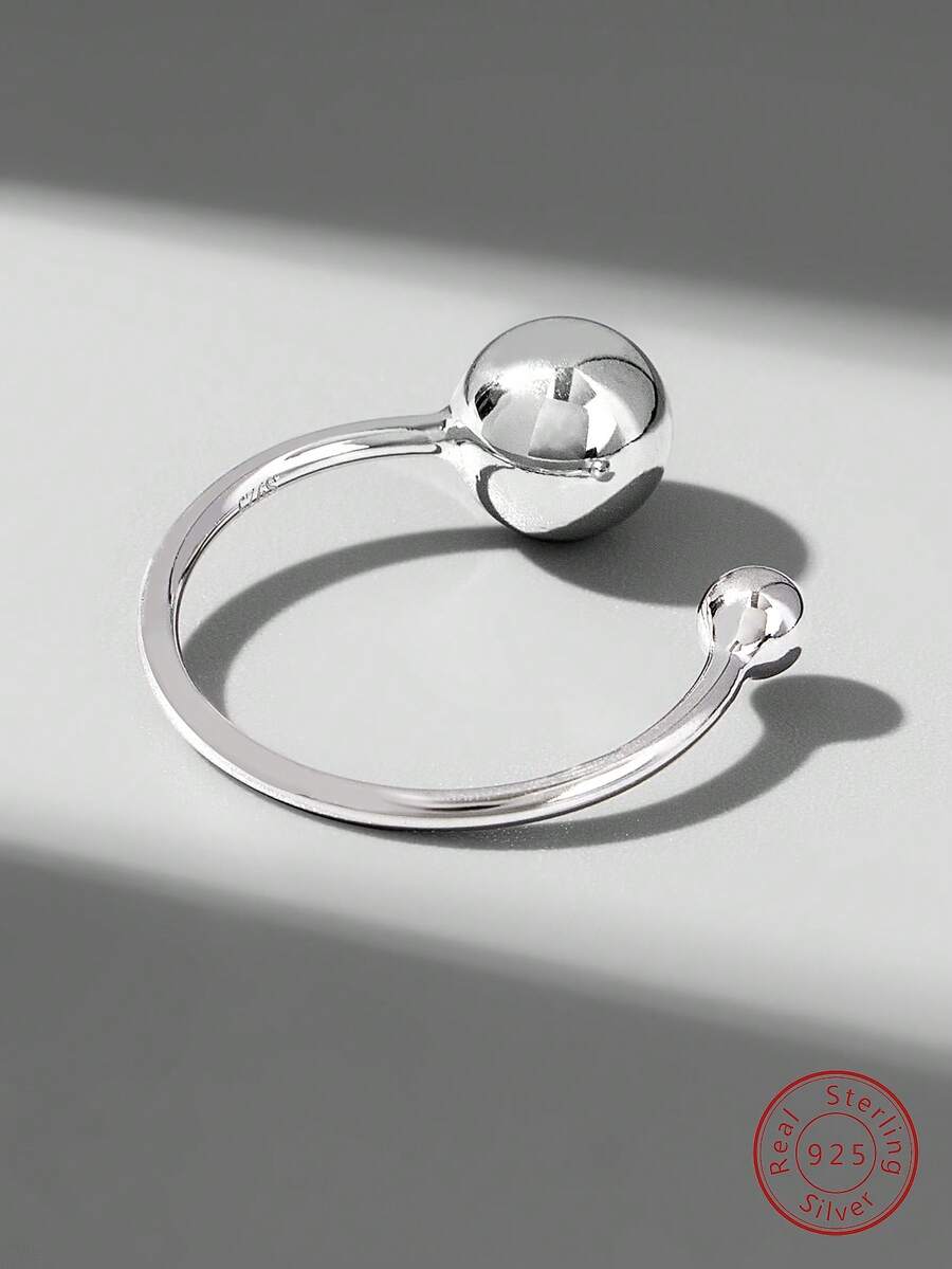 Anillo abierto con diseño de bola plata - Plateado - Ver 1