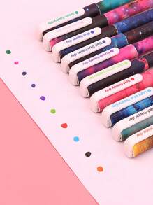 10 piezas Pluma de gel con patrón de galaxia - Multicolor - Ver 4