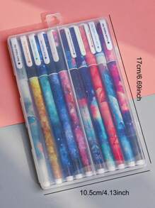 10 piezas Pluma de gel con patrón de galaxia - Multicolor - Ver 5