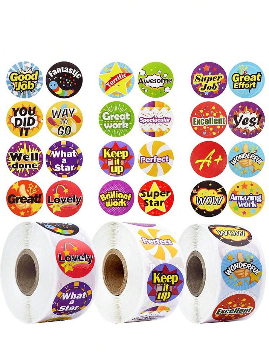 1卷字母圖案隨機膠帶貼紙 - 彩色 - 查看 1