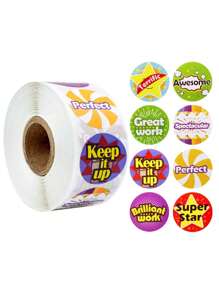 1卷字母圖案隨機膠帶貼紙 - 彩色 - 查看 5