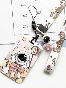 1入組卡通宇航員印花卡套附帶繩子 - 彩色 - 查看 1