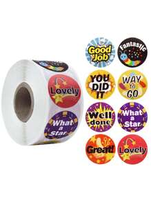 1卷字母圖案隨機膠帶貼紙 - 彩色 - 查看 6