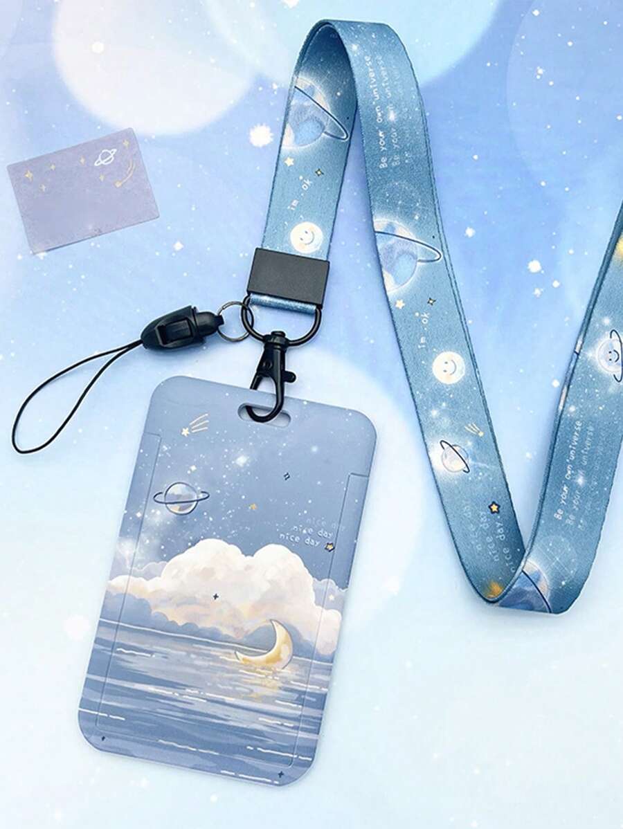 1入組月紋辦公室卡附帶繩子 - 彩色 - 查看 1