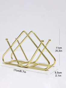 1pc Solid Color Napkin Holder - Gold - View 4