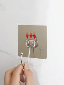 5pcs/set Square Shaped Hook, Simple Stainless Steel Multifunction Wall Hook For Household - Grey - View 1