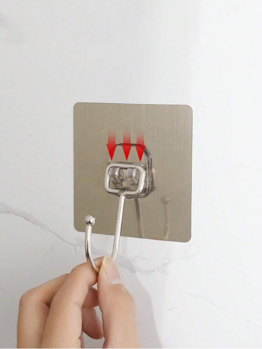 5pcs/set Square Shaped Hook, Simple Stainless Steel Multifunction Wall Hook For Household - Grey - View 1