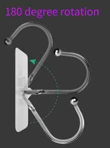 5pcs/set Square Shaped Hook, Simple Stainless Steel Multifunction Wall Hook For Household - Clear - View 3