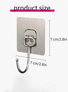 5pcs/set Square Shaped Hook, Simple Stainless Steel Multifunction Wall Hook For Household - Clear - View 2