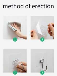 5pcs/set Square Shaped Hook, Simple Stainless Steel Multifunction Wall Hook For Household - Clear - View 6