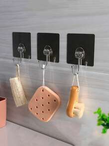 5pcs/set Square Shaped Hook, Simple Stainless Steel Multifunction Wall Hook For Household - Clear - View 5