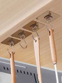 5pcs/set Square Shaped Hook, Simple Stainless Steel Multifunction Wall Hook For Household - Clear - View 8