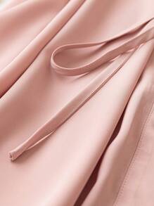 SHEIN LUNE 大碼雙色前排扣腰帶襯衫連衣裙 - 彩色 - 查看 4