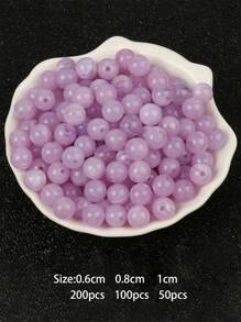 袋仿天然石材圓形壓克力珠，帶有雲朵效果，diy 手鍊、項鍊、珠寶製作工藝用品，6/8/10 毫米 - 淡紫色 - 查看 4