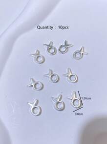 10 Cái/bộ Hợp Kim Kẽm Dễ Thương Đầu Thỏ Tự Làm Đính Hạt Dành Cho Nữ Cho Tự Làm Trang Sức Làm - Bạc - Xem 4