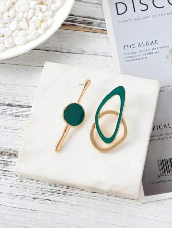 1 par europeiska och amerikanska enkla geometriska asymmetriska glaserade örhängen, lämpliga för kvinnors dagliga klädsel