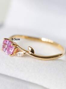 Nhẫn cưới bằng bạc trang trí hình bầu dục bằng đá rhinestone - Vàng - Xem 4