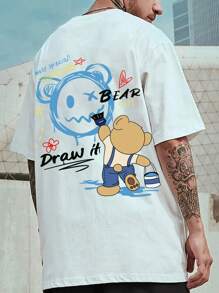 Manfinity EMRG Men Plus Cartoon & Letter Graphic Tee - White - View 1