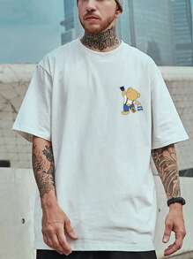 Manfinity EMRG Men Plus Cartoon & Letter Graphic Tee - White - View 2