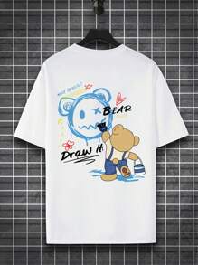 Manfinity EMRG Men Plus Cartoon & Letter Graphic Tee - White - View 3