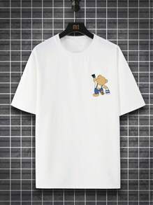 Manfinity EMRG Men Plus Cartoon & Letter Graphic Tee - White - View 4