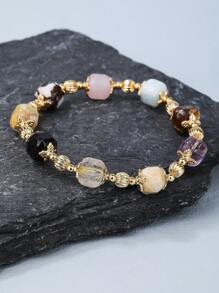 1入組隨機時尚天然水晶裝飾串珠手鏈適合女士日常裝飾 - 彩色 - 查看 1