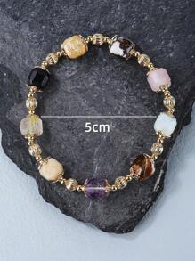 1入組隨機時尚天然水晶裝飾串珠手鏈適合女士日常裝飾 - 彩色 - 查看 4