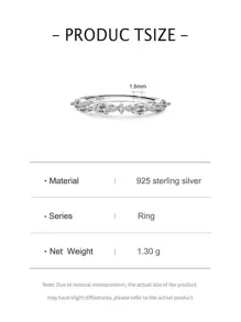 Cubic Zirconia Decor Silver Wedding Band Engagement Bridal Jewelry - Silver - View 5