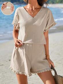 SHEIN 孕婦蝙蝠袖上衣和短褲