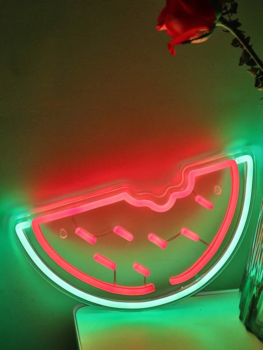 1入組西瓜形霓虹燈創意PS水果設計家居裝飾LED霓虹燈 - 彩色 - 查看 1