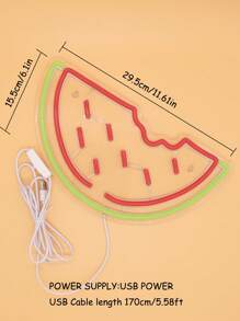 1入組西瓜形霓虹燈創意PS水果設計家居裝飾LED霓虹燈 - 彩色 - 查看 2