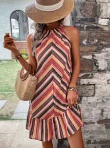 Breezaya Đầm Viên lá sen Sọc Boho - Nhiều màu - Xem 1
