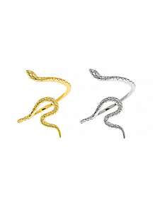 1 Con Rắn Nhỏ Sống Động Bạc Có Thể Điều Chỉnh Vòng Mở Cho Nữ Tuyên Bố Trang Sức - Vàng - Xem 1