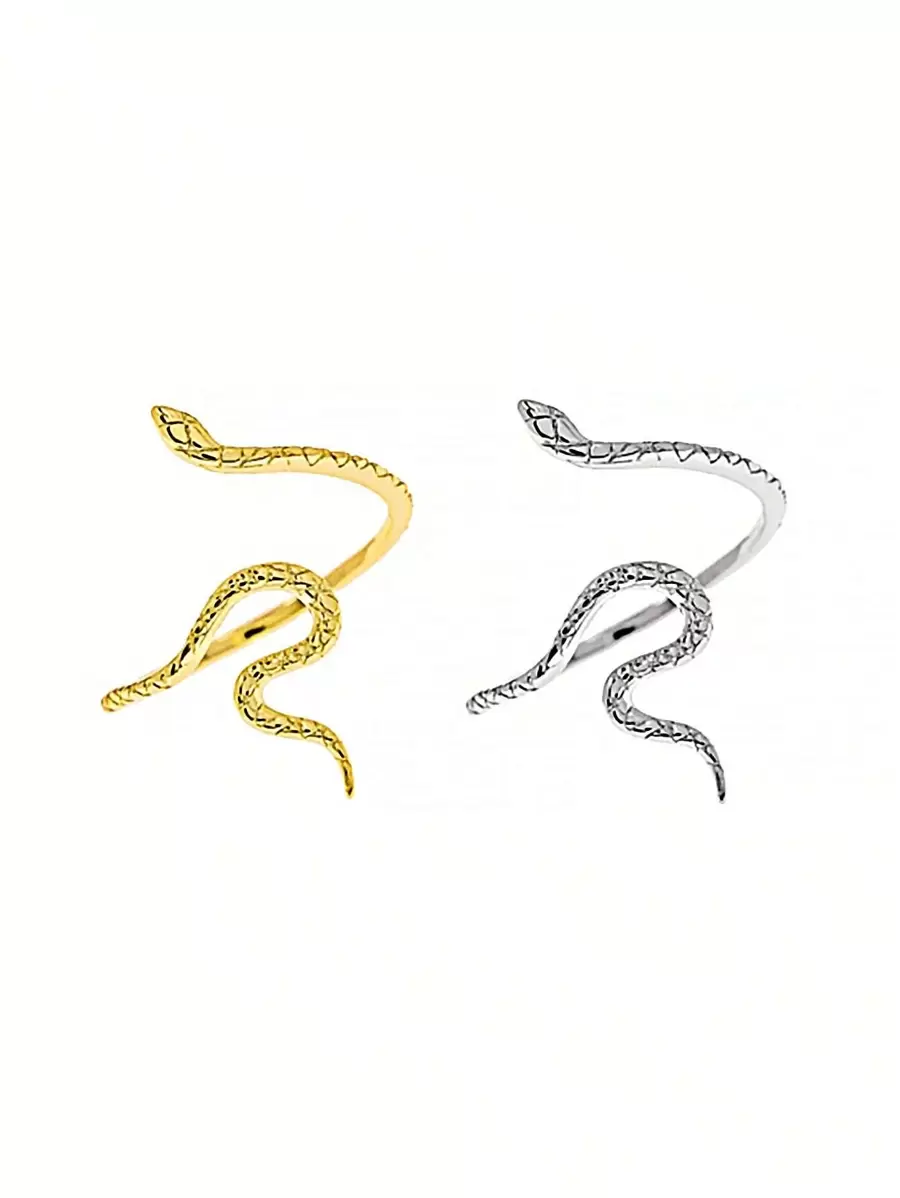 1 Con Rắn Nhỏ Sống Động Bạc Có Thể Điều Chỉnh Vòng Mở Cho Nữ Tuyên Bố Trang Sức - Vàng - Xem 1