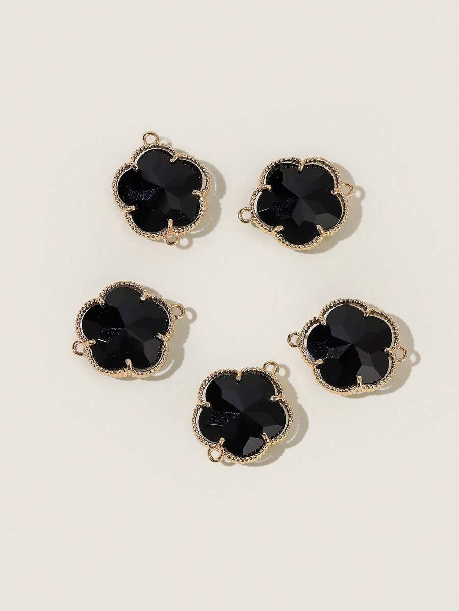 5 cái/bộ Phụ kiện trang sức DIY thiết kế hoa - màu đen - Xem 1