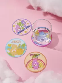 SHEIN X Care Bears 4入組卡通圖案杯墊