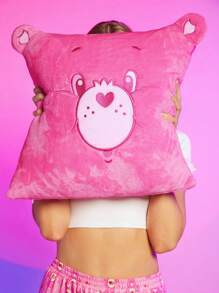 SHEIN X Care Bears 45*45 3D卡通熊刺绣靠垫套（不含填充物）Ins风格沙发套、床套 - 粉色 - 查看 3