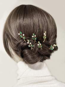 6 cái Trang trí Rhinestone Trang trí tóc cô dâu Pin - màu xanh lá - Xem 1