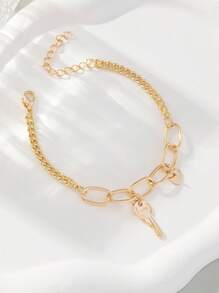 1 Cái Thời Trang Hợp Kim Kẽm Móc Khóa Hình Trái Tim Nữ Vòng Tay Ngày Quà Tặng - Vàng - Xem 1